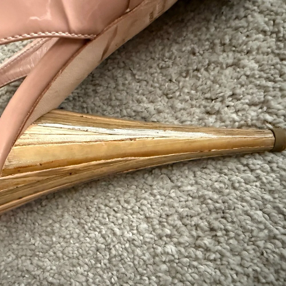 Miu Miu Nude Beige/Pink Peep Toe Platform Slingbacks